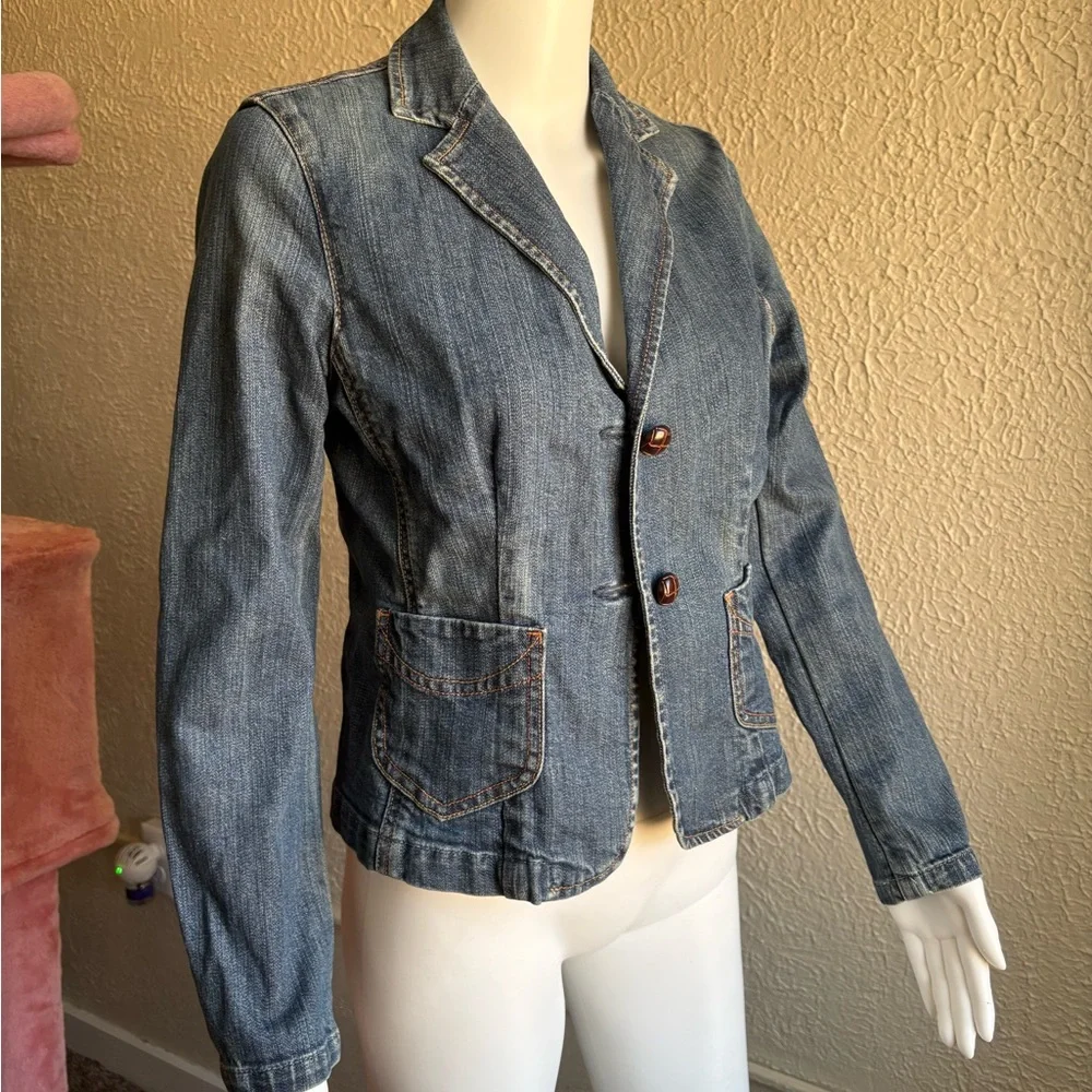 Gap blue denim blazer Size 4 - Picture 2 of 8